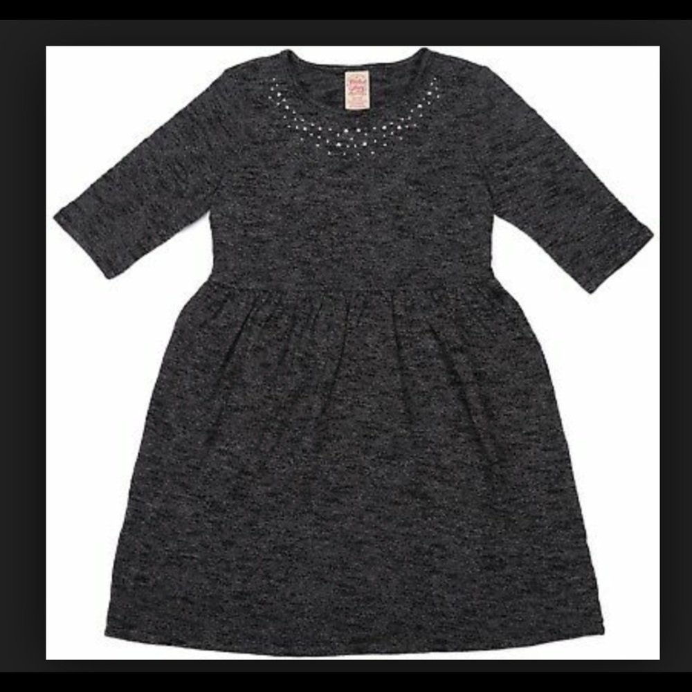 Faded Glory Girl’s Elbow Sleeve Hacci Dress - Gray